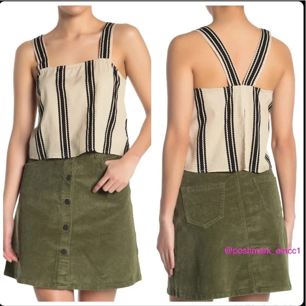 Noisy May Striped Linen Tank Top Shirt Blouse NWT